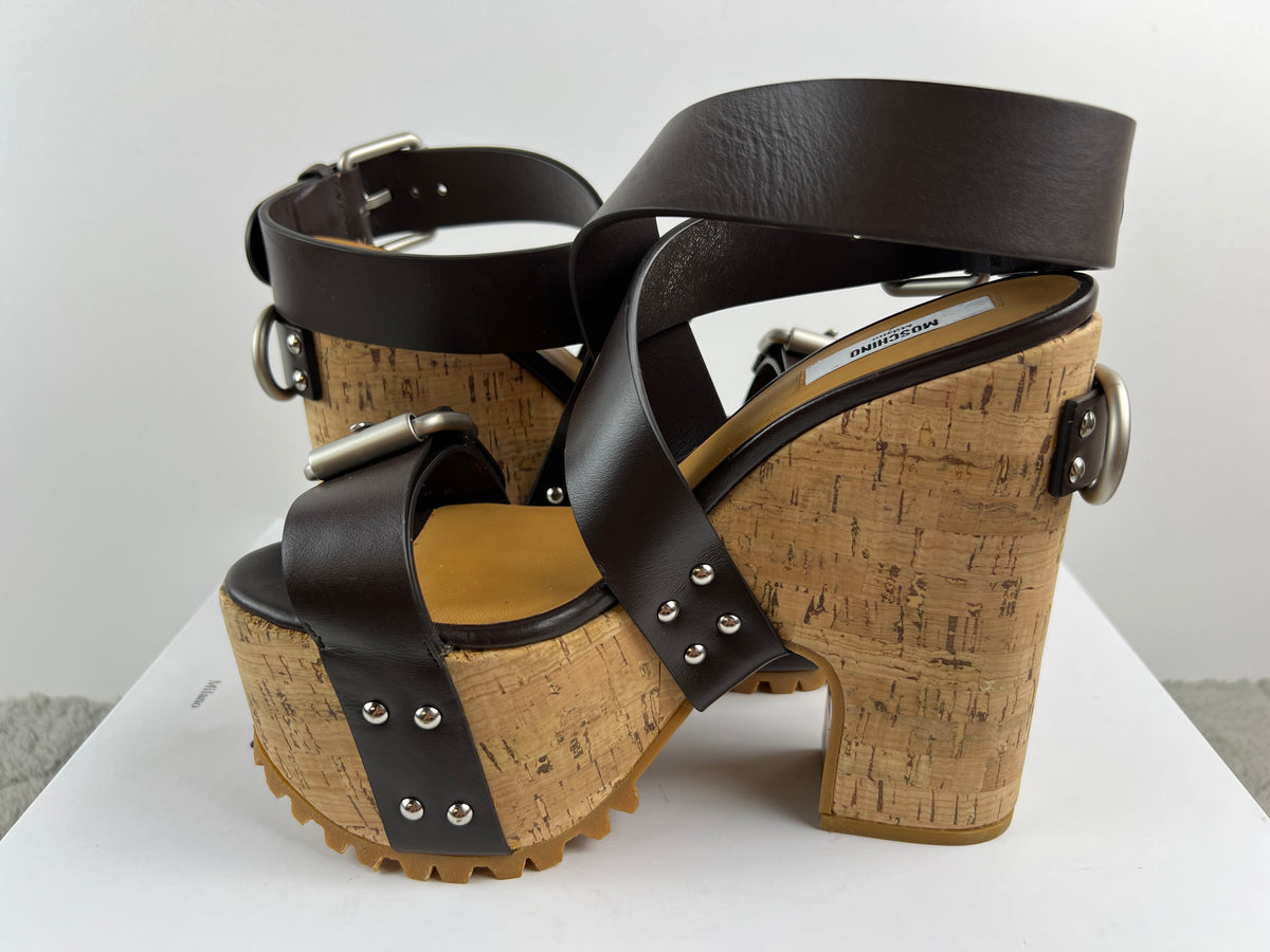 Moschino Cork Buckle Platform Sandals