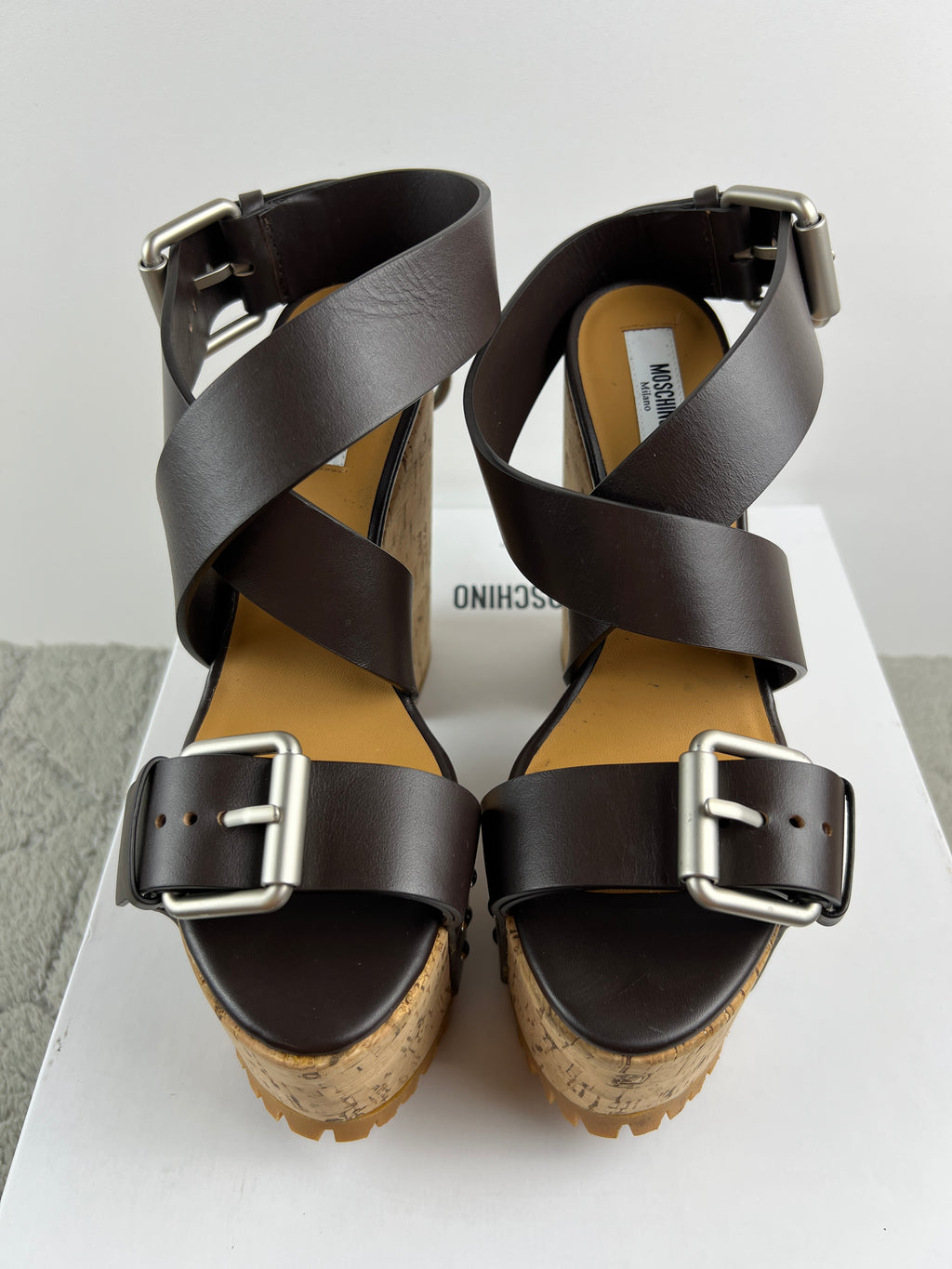 Moschino Cork Buckle Platform Sandals