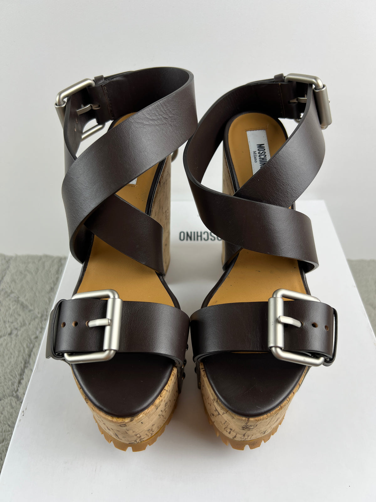 Moschino Cork Buckle Platform Sandals
