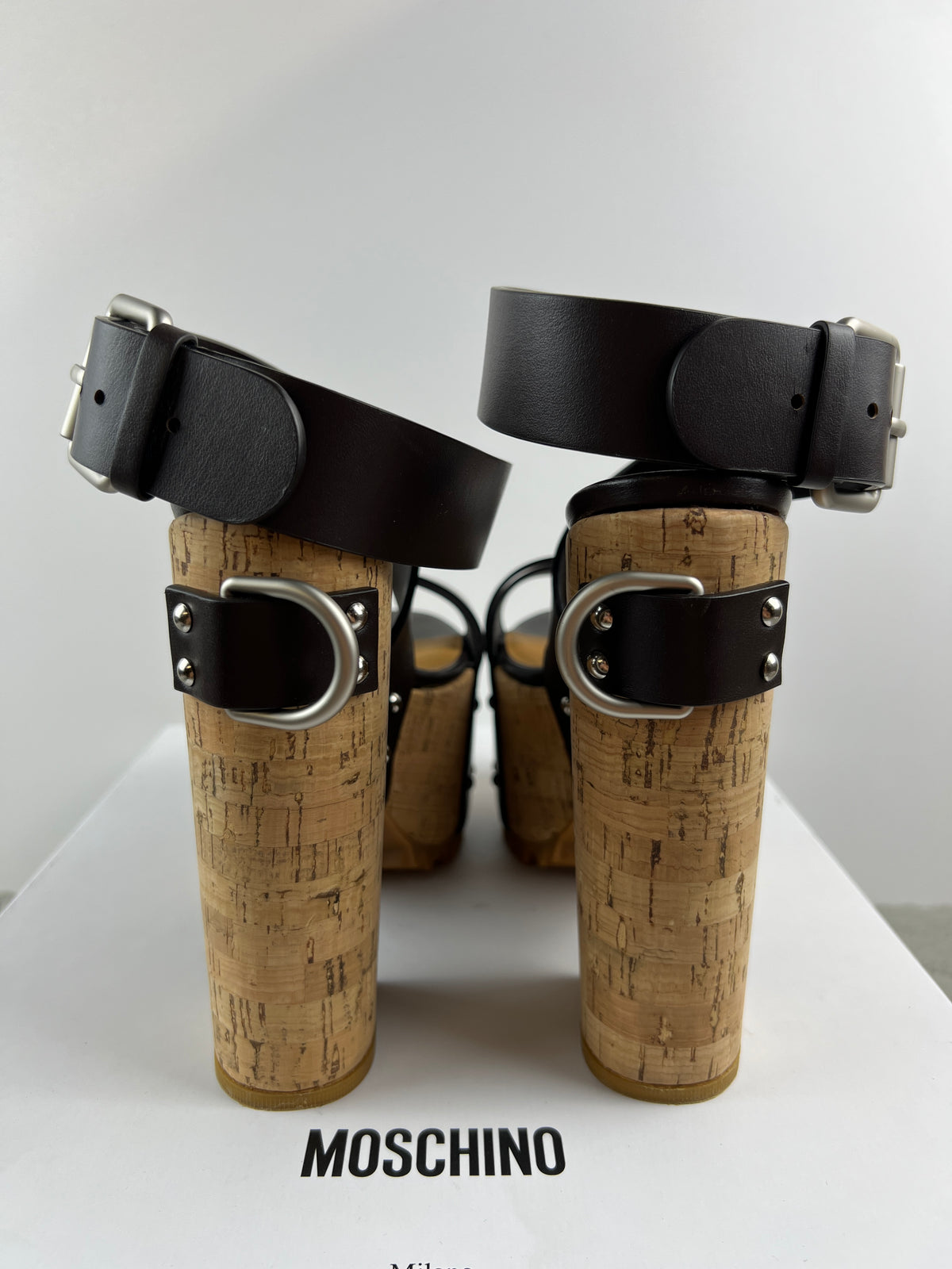 Moschino Cork Buckle Platform Sandals