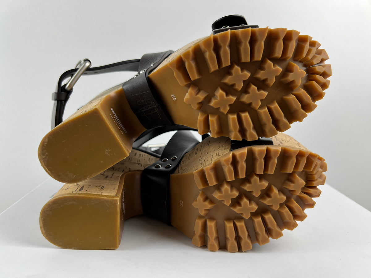 Moschino Cork Buckle Platform Sandals